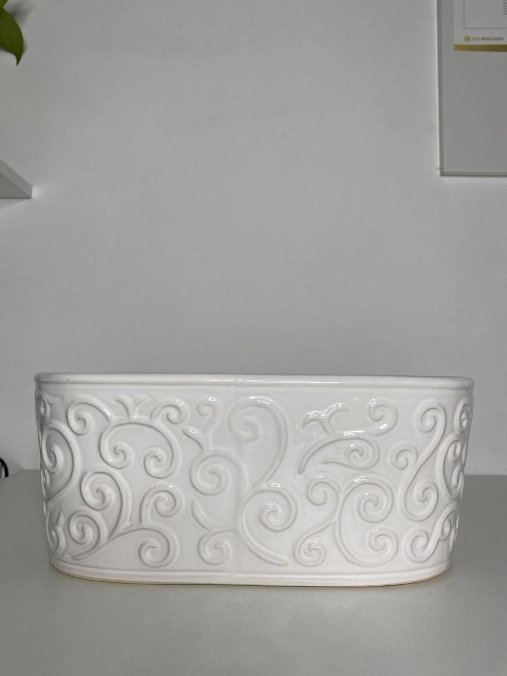 imagem Cachepot grega esmaltada branca